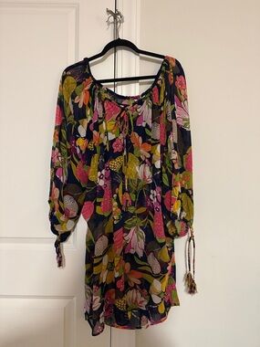 TRINA TURK Floral Navy Dress Medium Large